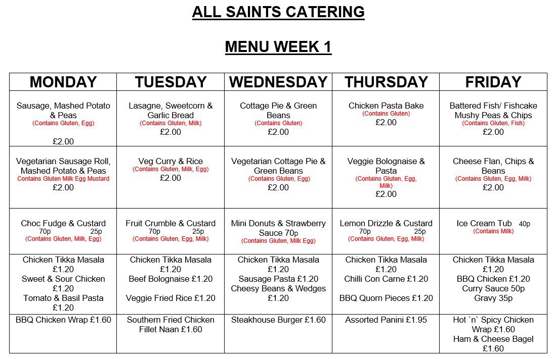 Week 1 Catering