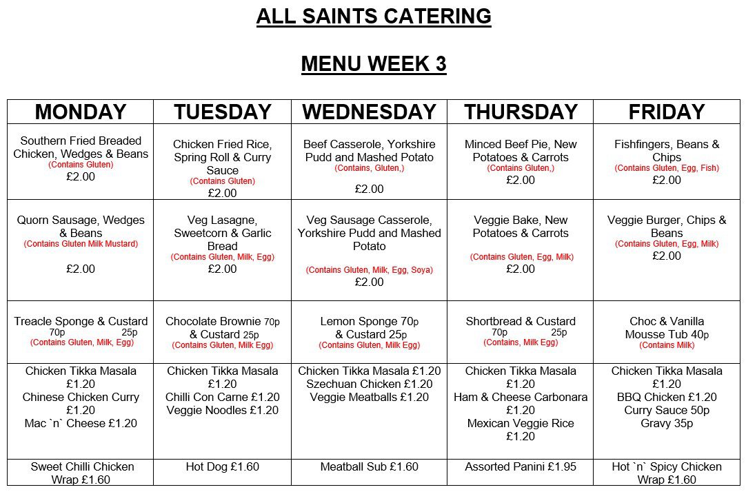 Week 3 Catering